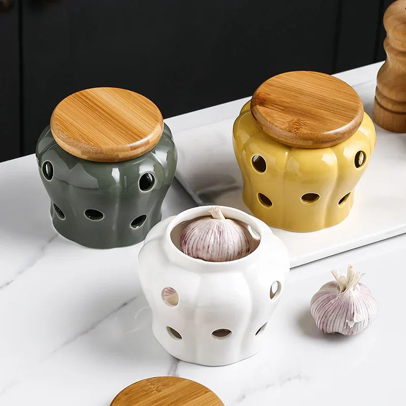 Ventilated Ceramic Garlic Keeper