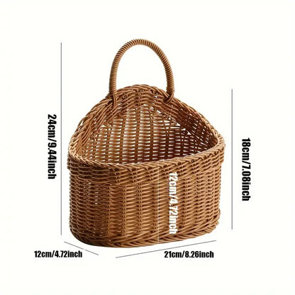Wall-Mounted Rattan Style Produce Basket