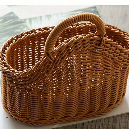 Wall-Mounted Rattan Style Produce Basket